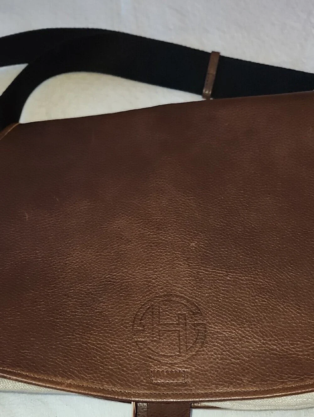 Brown Italian Leather Messenger Bag with Adjustable Strap